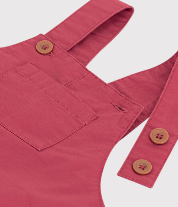 Salopette corta beb&egrave; in tessuto serge rosa