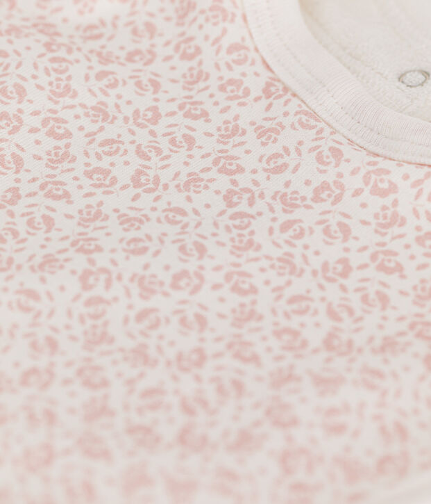 Bavaglino beb&egrave; in cotone stampato bianco/rosa