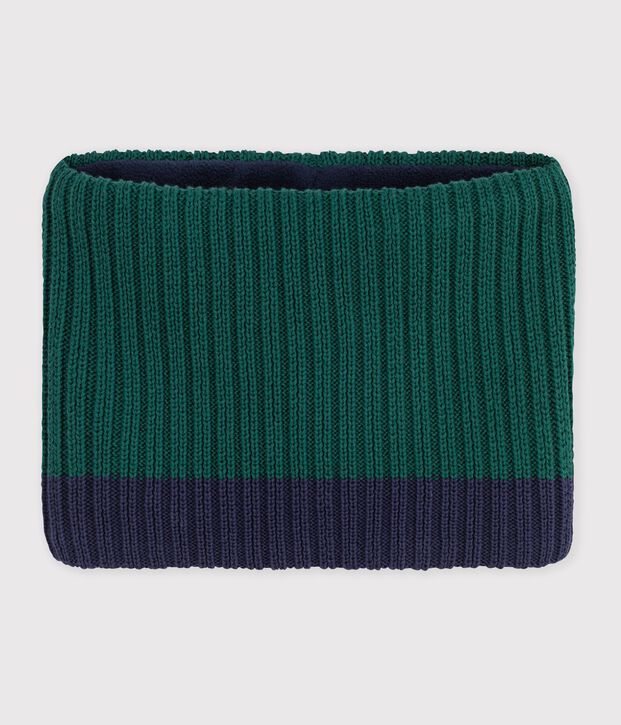 Snood in maglia bicolore foderata in pile bambino verde/blu