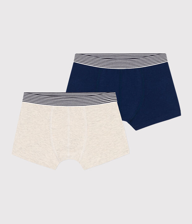 Confezione da 2 boxer bambino in cotone ed elastam tinta unita multicolore