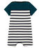 Tutina corta neonato in jersey pesante a righe verde PINEDE/bianco MARSHMALLOW/ SMOKING
