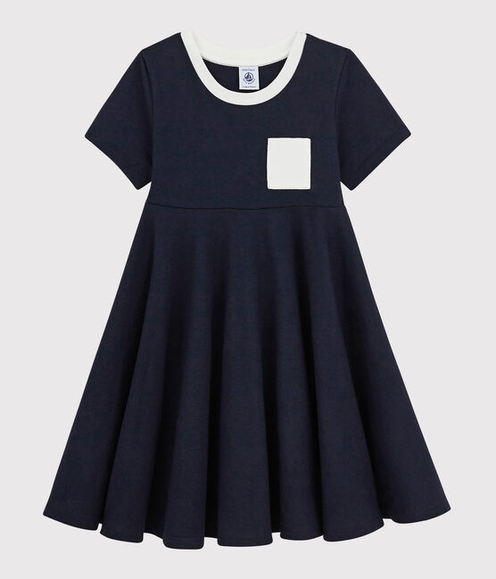 Abito a maniche corte in jersey bambina blu SMOKING