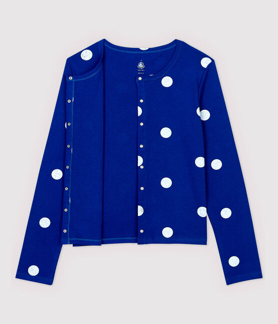 Cardigan in cotone/lino fantasia Donna blu SURF/bianco MARSHMALLOW