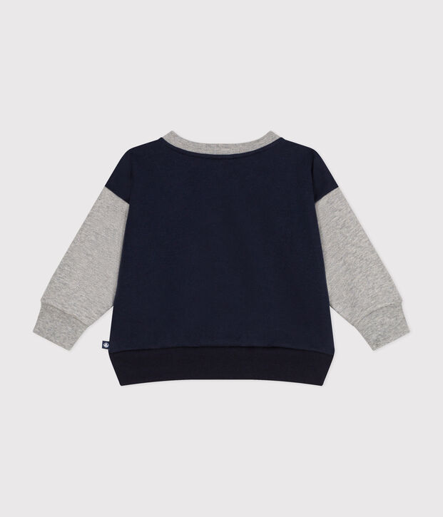 Teddy beb&egrave; in tessuto felpato blu/grigio