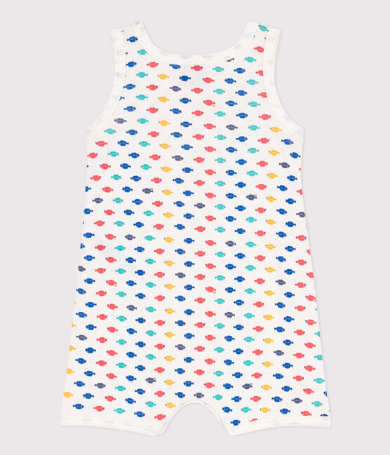Tuta corta animali marini in cotone bebè bianco MARSHMALLOW/bianco MULTICO