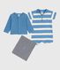 Set due pezzi in cotone con cardigan tinta unita e tutina corta neonato