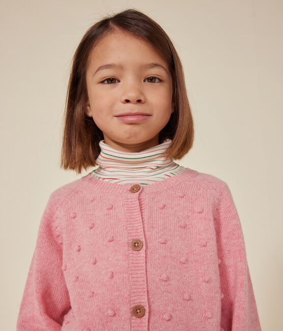Cardigan in maglia con lana bambina rosa ROSELINE CHINE