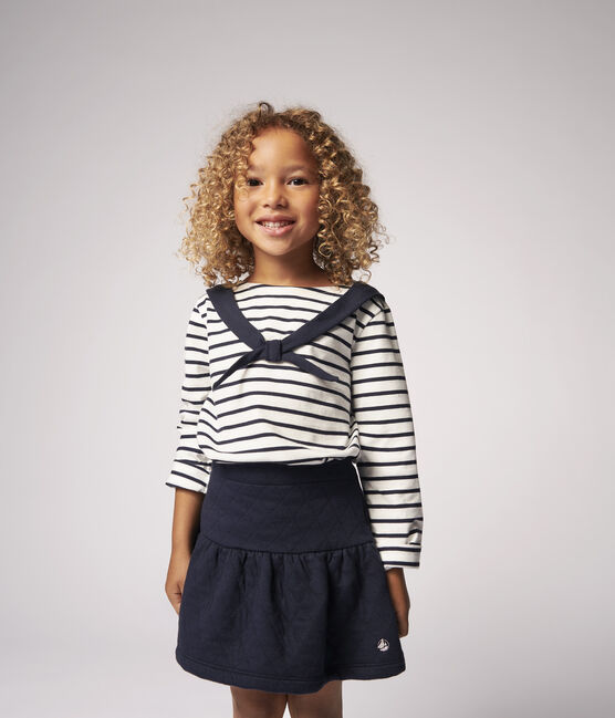T-shirt maniche lunghe in jersey bambina bianco MARSHMALLOW/blu SMOKING