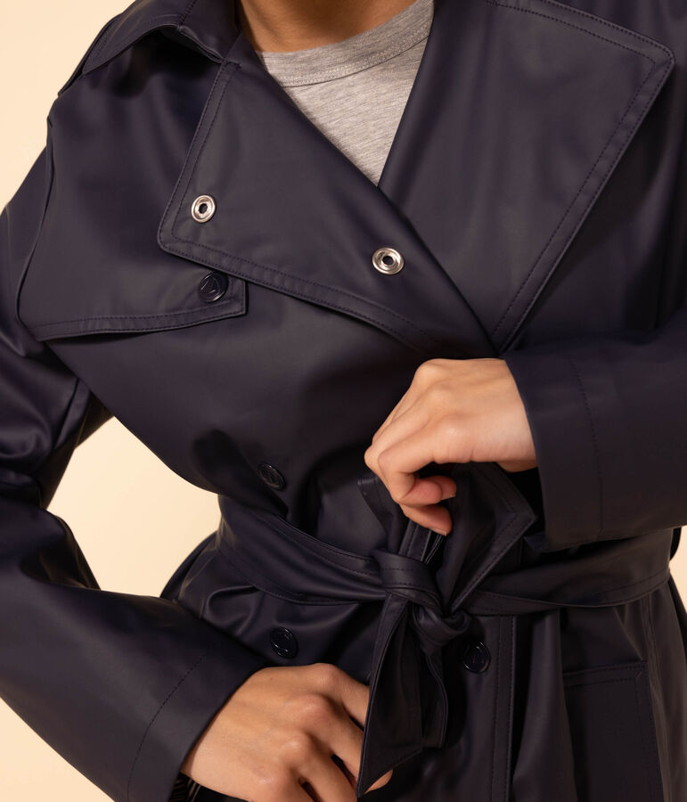 Trench con cappuccio Donna blu