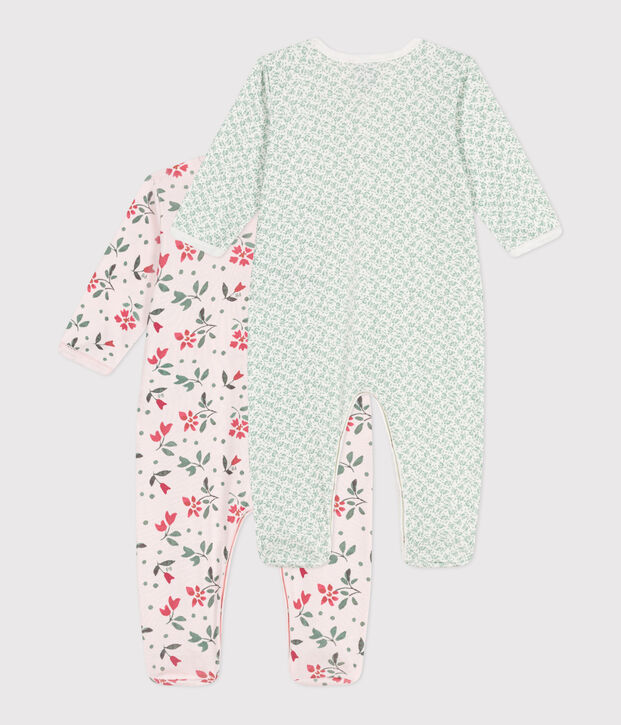Set di 2 pigiami in cotone a fiori neonato multicolore