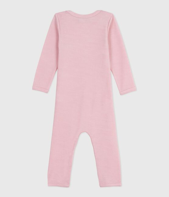 Body lungo in lana e cotone neonato rosa JOLI