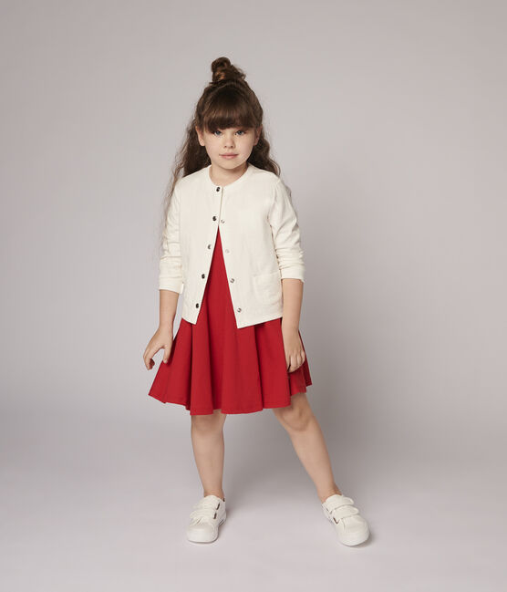 Cardigan in tubique bambina bianco MARSHMALLOW