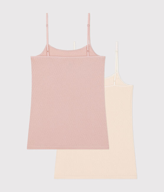 Confezione da 2 canottiere con spalline in cotone traforato donna variante 1