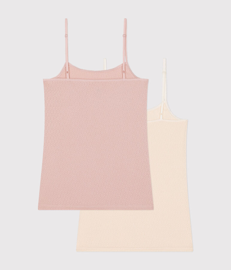 Confezione da 2 canottiere con spalline in cotone traforato donna multicolore