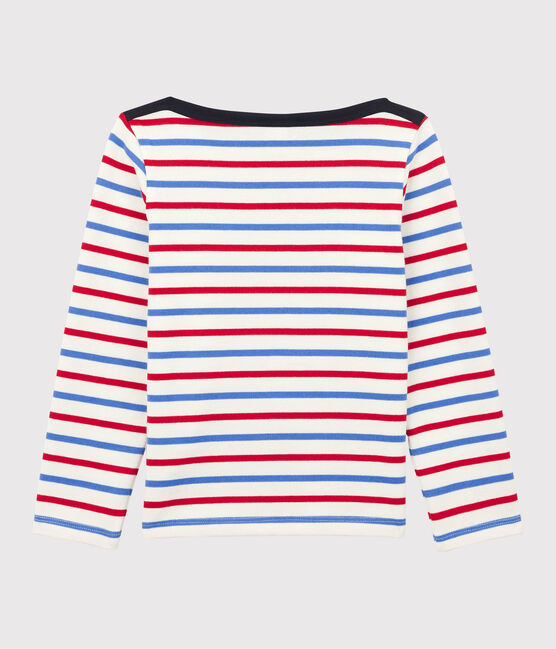 Marinière bambina/bambino in cotone bianco MARSHMALLOW/rosso BRASIER/blu PEPS