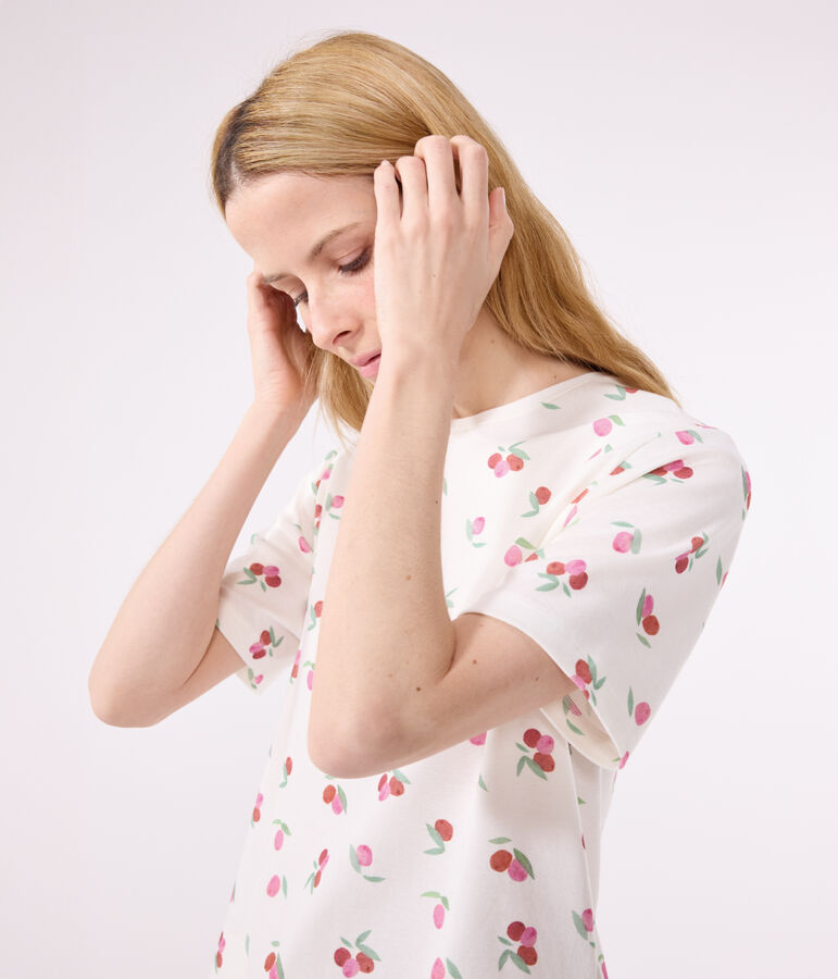 Pigiama corto in cotone con stampa di frutti donna bianco/multicolore