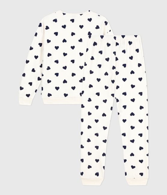 Pigiama in spugna di cotone con stampa a cuori donna blu MILK/ SOIR
