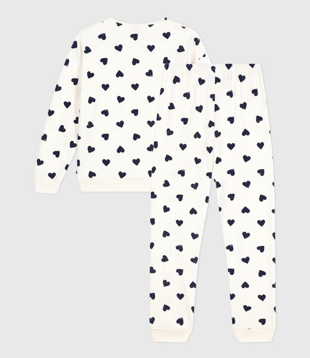 Pigiama in spugna di cotone con stampa a cuori donna blu/blu