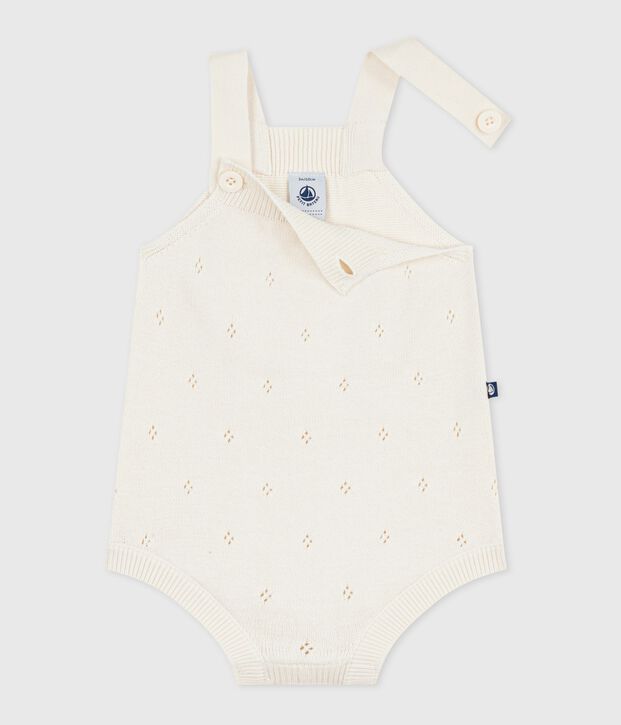 Tutina corta in maglia cotone traforato neonato MILK