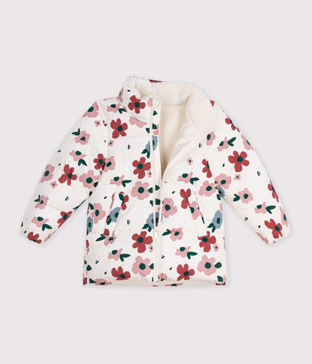 Piumino bambino a fiori ecru/multicolore