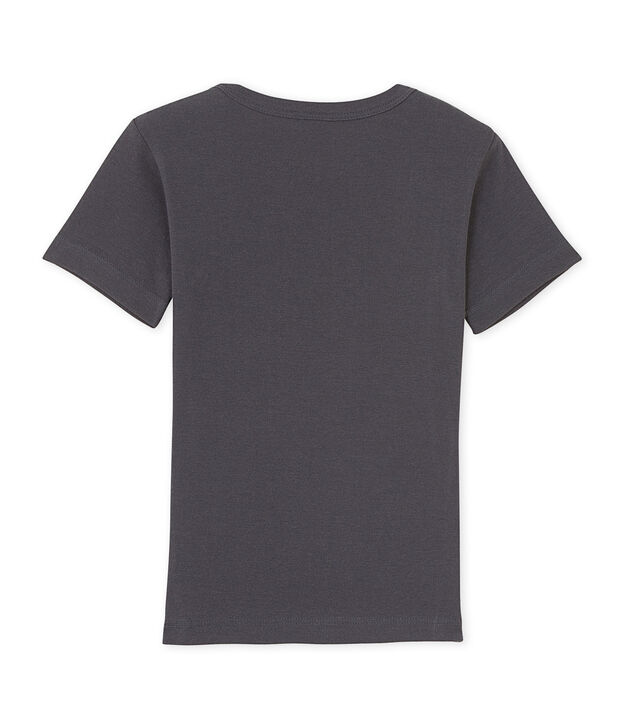 T-shirt bambino scollo a V con motivo grigio Maki
