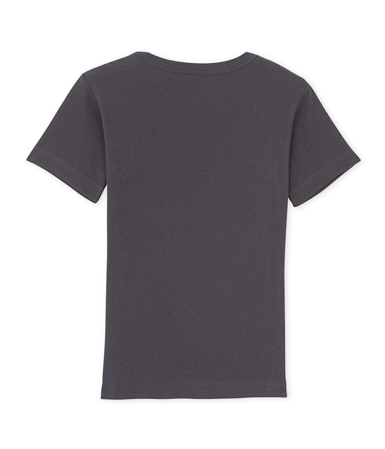 T-shirt bambino scollo a V con motivo grigio Maki