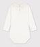 Body con colletto in cotone tinta unita neonata bianco