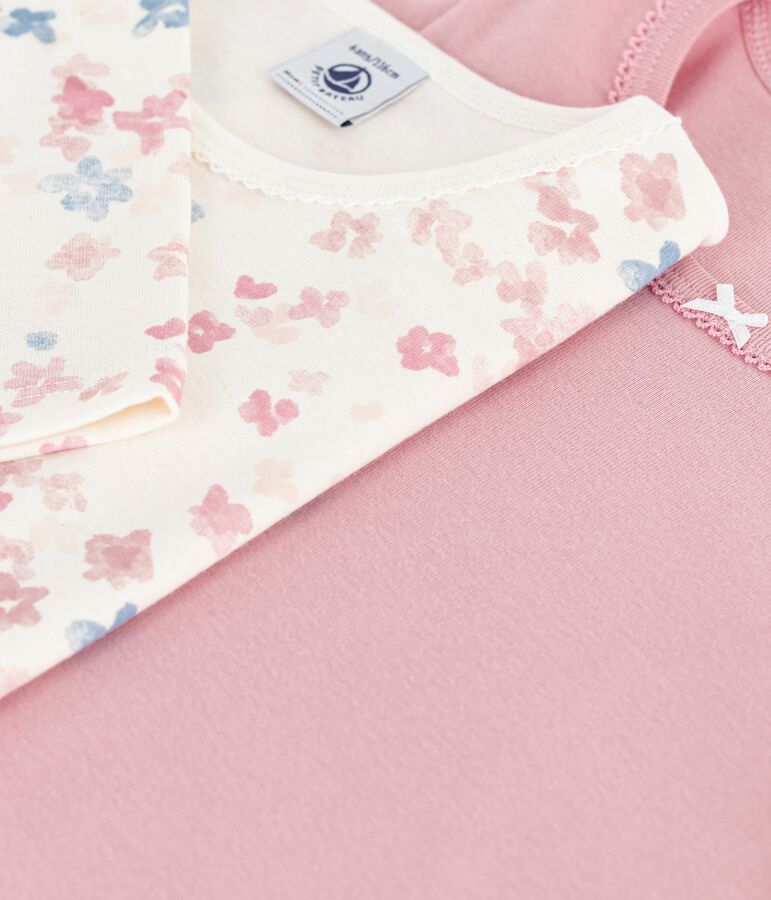 Set di T-shirt a maniche lunghe in cotone a fiori bambina multicolore