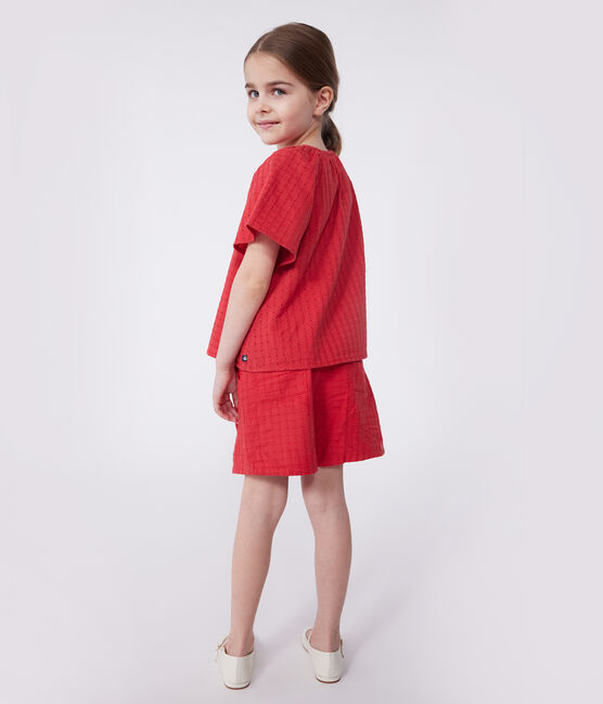 Blusa a maniche corte in cotone con motivo a fiori bambina SPI