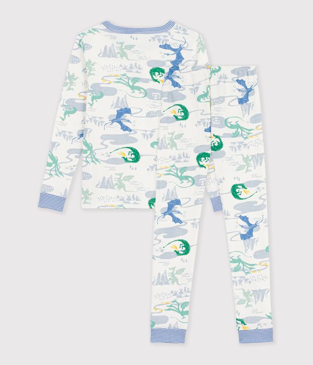 Pigiama molto aderente in cotone con stampa bambino bianco/multicolore