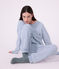 Pigiama in spugna di cotone a righe donna blu/ecru