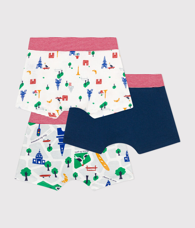 Confezione da 3 boxer Parigi in cotone bambino multicolore