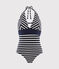 Costume intero a righe Donna blu SMOKING/bianco MARSHMALLOW
