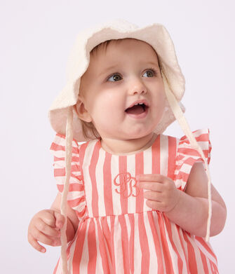 Cappellino in popeline e sangallo neonata
