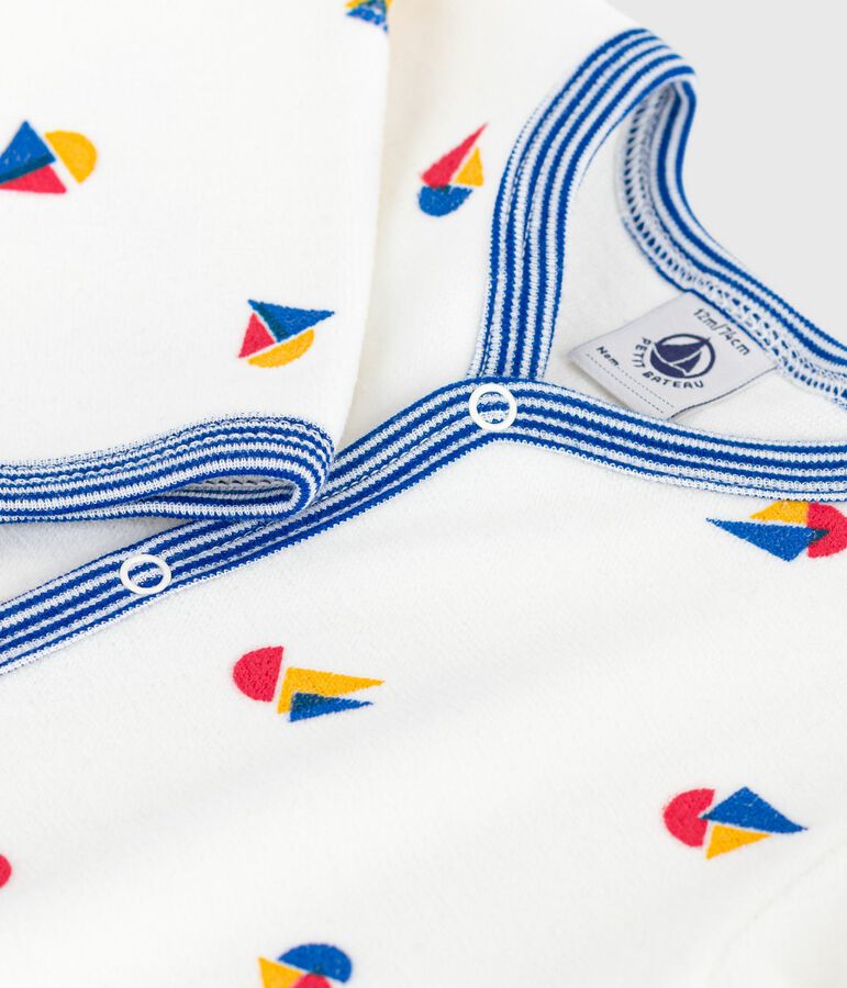 Pigiama in ciniglia stampata neonato bianco/multicolore