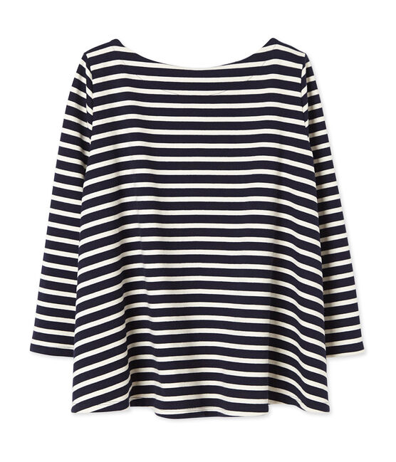 Maglia per donna in jersey pesante blu SMOKING/beige COQUILLE