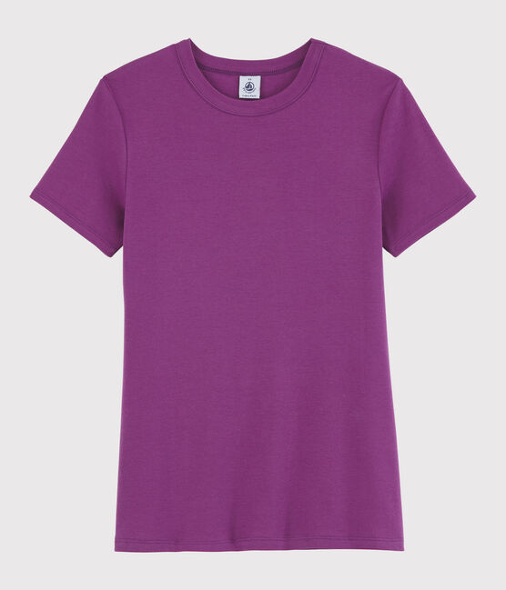 T-shirt girocollo iconica in cotone Donna viola HIBISCUS