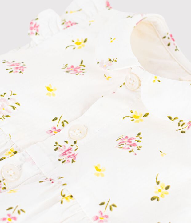Pagliaccetto neonato in cotone con stampa a fiori bianco/multicolore