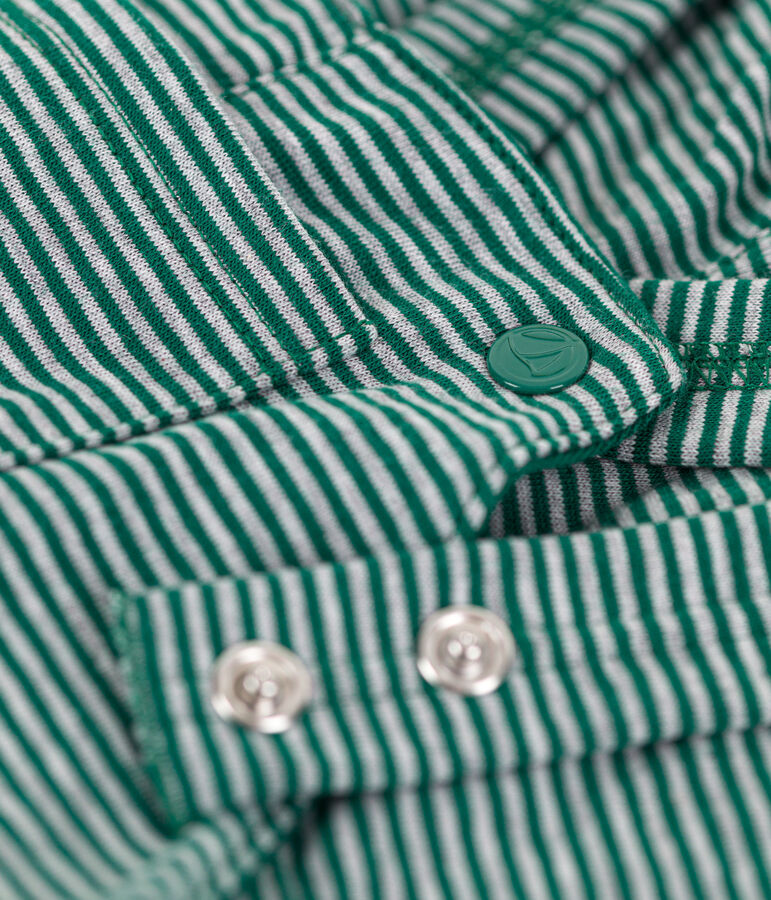 Salopette lunga neonato millerighe in tubique verde/grigio