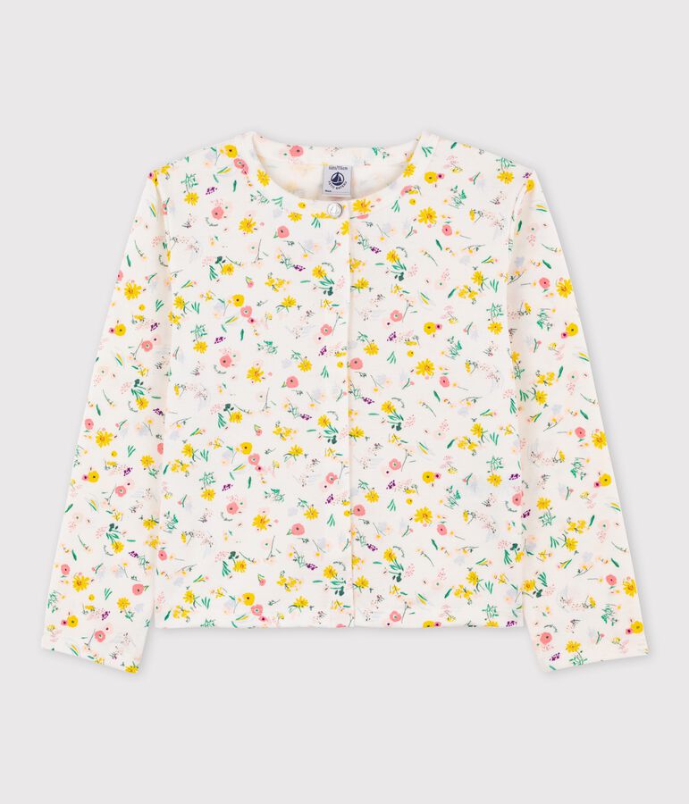 Cardigan in cotone bambina bianco/multicolore