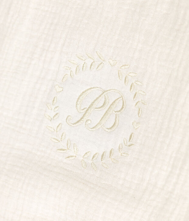 Valigetta nascita in garza di cotone ricamata bianco