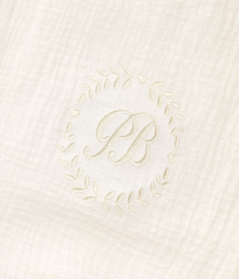 Valigetta nascita in garza di cotone ricamata bianco