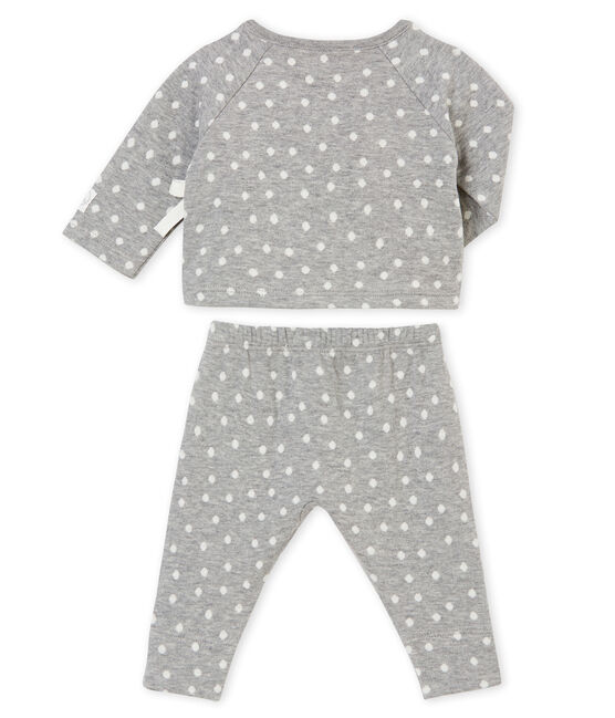 Coordinato per bebé femmina in tubique jacquard grigio SUBWAY/bianco MULTICO