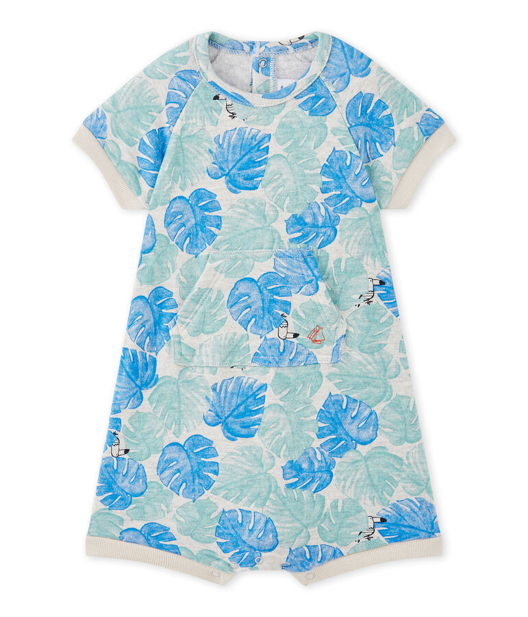 Tutina corta beb&eacute; bambino stampata grigio BELUGA/bianco MULTICO