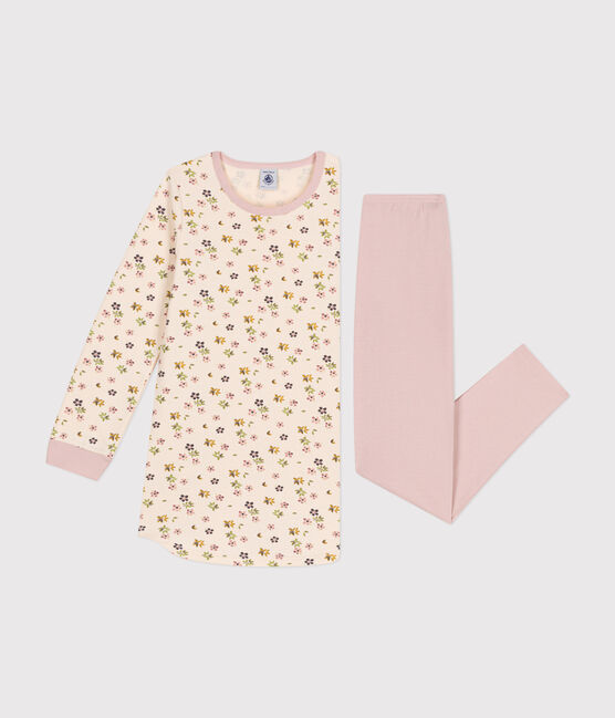 Camicia da notte in tessuto felpato spazzolato con stampa a fiori bambino rosa SALINE/bianco MULTICO