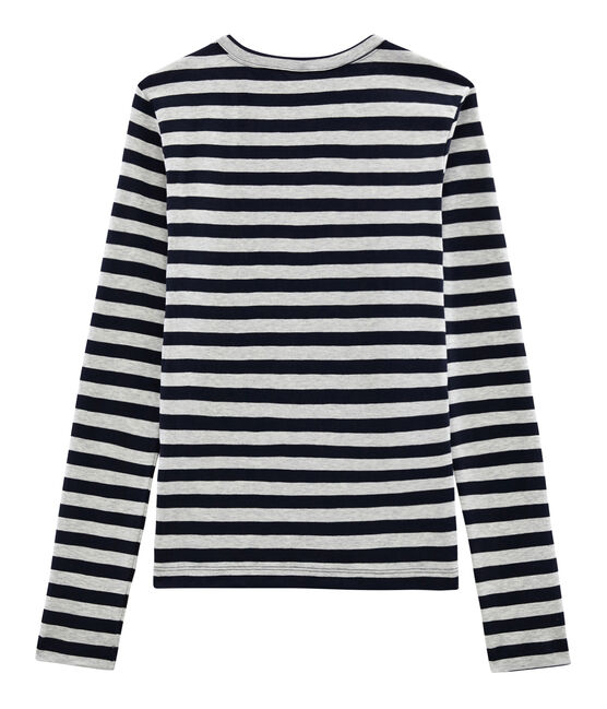 T-shirt manica lunga iconica donna blu SMOKING/grigio BELUGA