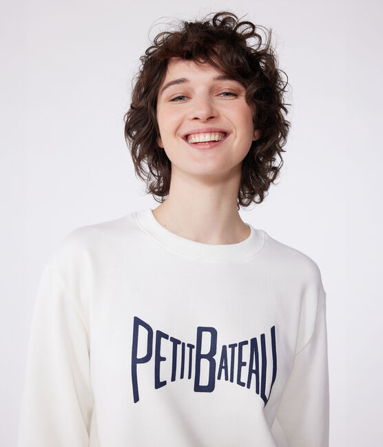 Felpa in cotone stampato donna bianco MARSHMALLOW