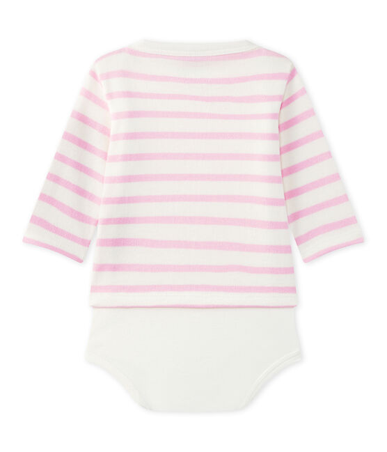 Body marinière per bebè a maniche lunghe bianco MARSHMALLOW/rosa BABYLONE