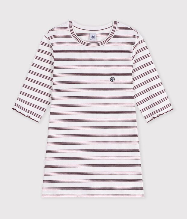 T-shirt a maniche corte in cotone a righe donna bianco/rosso