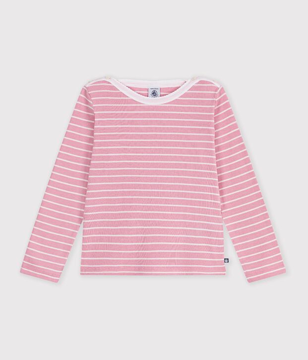 Marini&egrave;re in cotone bambino rosa/bianco
